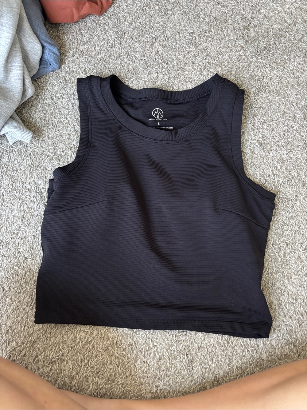 Women's Black Sleeveless Ribbed sports bra